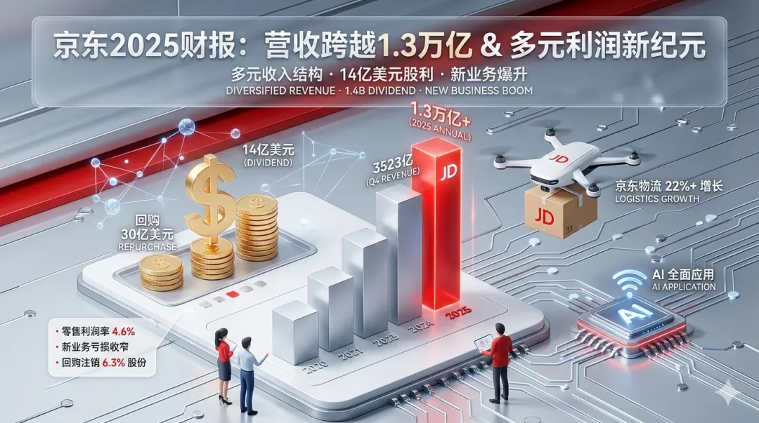 营收跨越1.3万亿大关：京东2025年财报里的“攻”与“守”