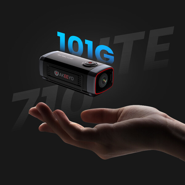 AKY-710 Lite 仅重 101g，是 AKEEYO 全系产品中最便携的骑行记录仪。