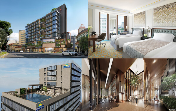 按序：新加坡福莱臻品之选酒店（图片来源：万豪国际集团）、新加坡 Frasers House 豪华精选酒店（图片来源：万豪国际集团）、Days Inn by Wyndham Singapore in Novena（图片来源：Design Worx Interior Consultant Pte Ltd）、Mövenpick Singapore 新加坡瑞享酒店（图片来源：DP Architects）