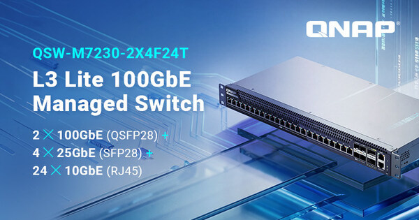 QNAP L3 Lite 网管型 100GbE 交换机, 100G/25G/10G 多速率埠设计，打造弹性高效网路架构