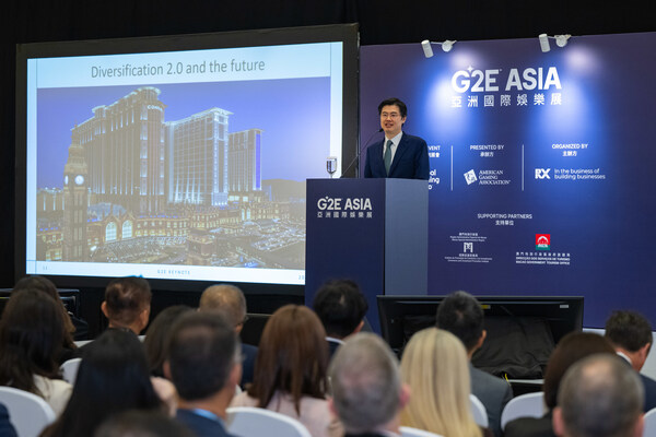 金沙中国有限公司行政总裁兼执行董事郑君诺周二担任“2026 亚洲国际娱乐展”主旨演讲嘉宾，就澳门综合旅游业乃至多元发展路向等重要议题，向现场二百名来自区内行业领袖及旅游业持份者分享洞见。 (PRNewsfoto/)