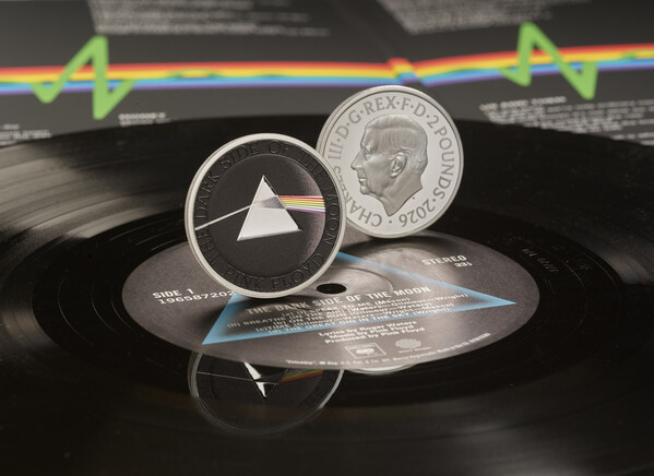 The Royal Mint's official Pink Floyd commemorative coin, featuring iconic prism design from The Dark Side of the Moon on the reverse and His Majesty The King's portrait on the obverse. Available from 14 May 2026,the coin celebrates more than half a century of Pink Floyd's extraordinary and enduring legacy.