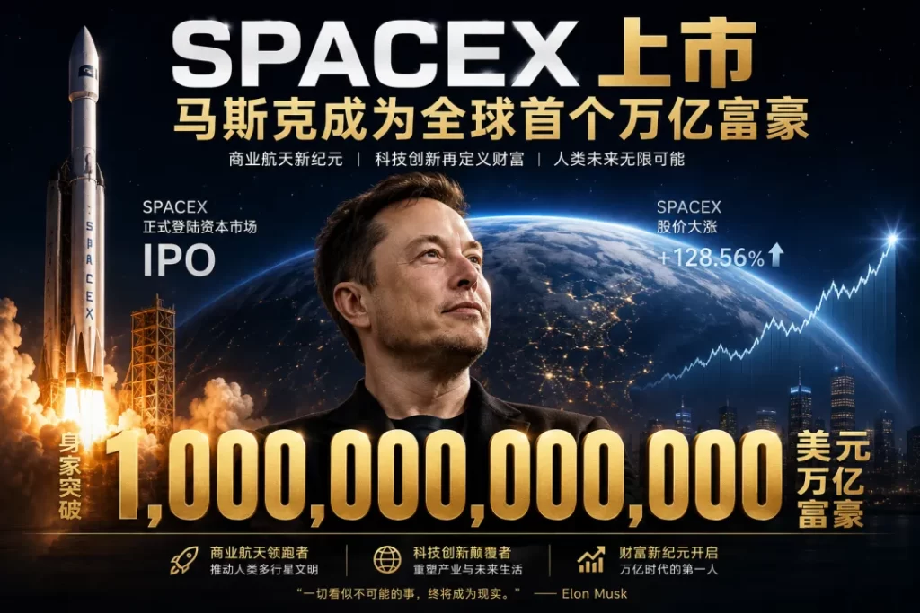 SpaceX万亿狂飙，马斯克成为人类首位