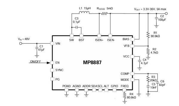 MP8887 典型应用原理图