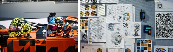 乐高®设计团队与两位车手携手打造真实头盔，以庆祝车队第1000场赛事