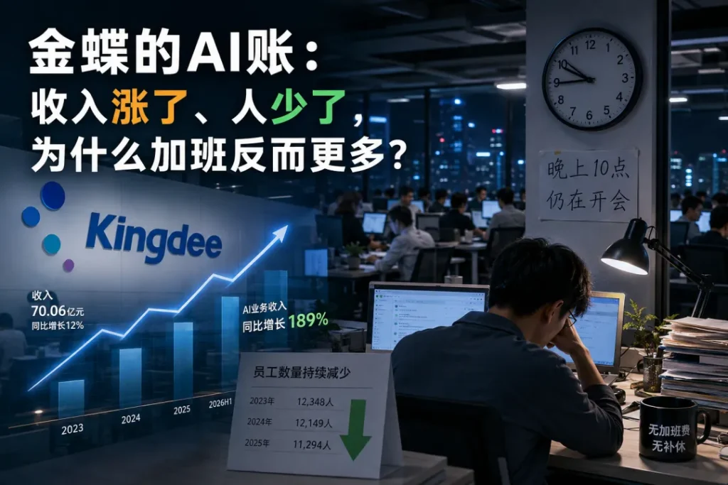 金蝶的AI账：收入涨了、人少了，加班反而更多？