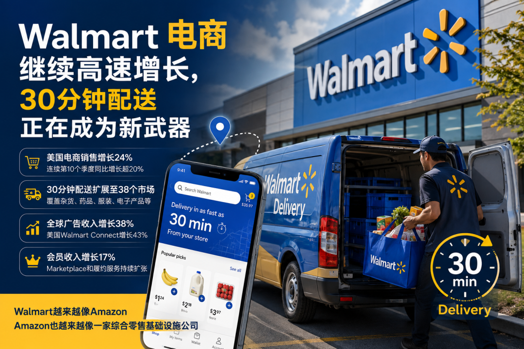 Walmart电商狂奔:30分钟配送正在改写美国零售